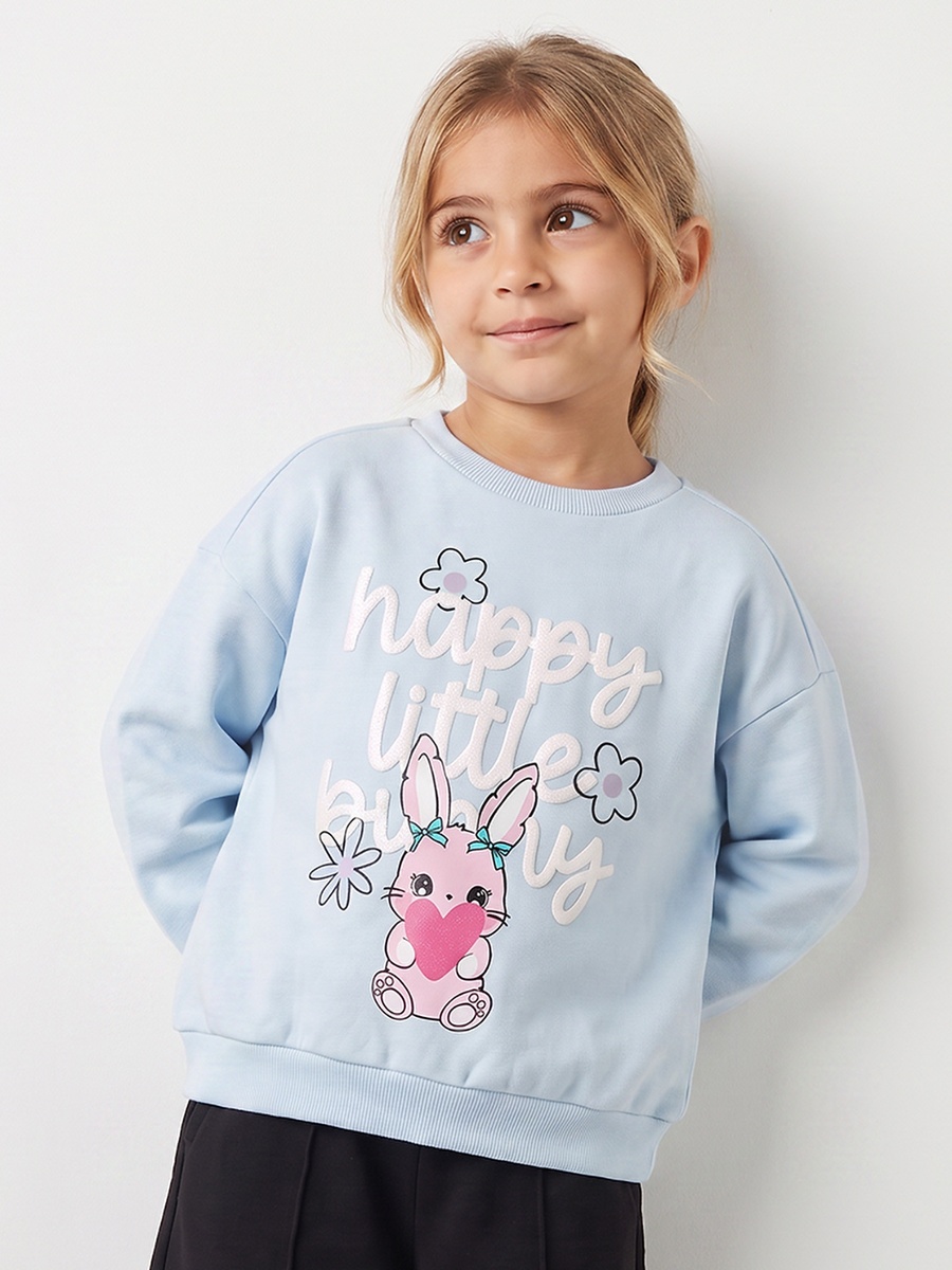 Bunny Print Sweatshirt with Long Sleeves