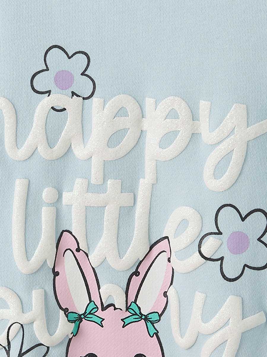 Bunny Print Sweatshirt with Long Sleeves