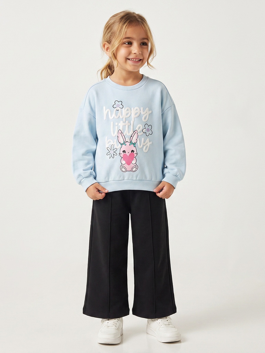 Bunny Print Sweatshirt with Long Sleeves