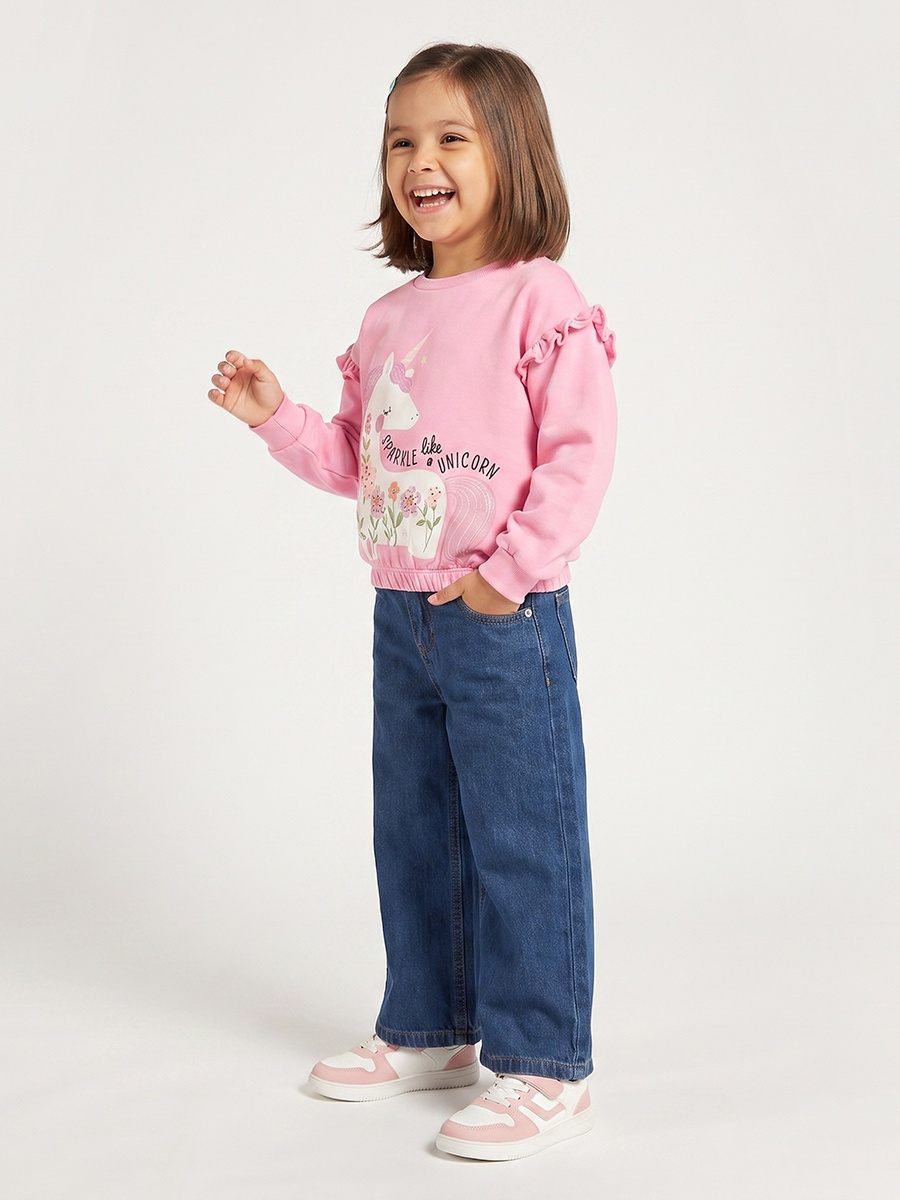 Unicorn Print Sweatshirt with Long Sleeves