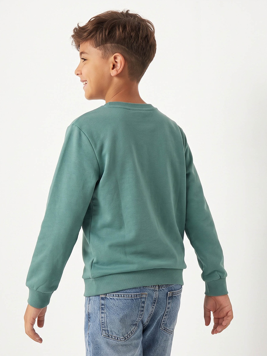 Crew Neck Sweatshirt with Skateboard Print