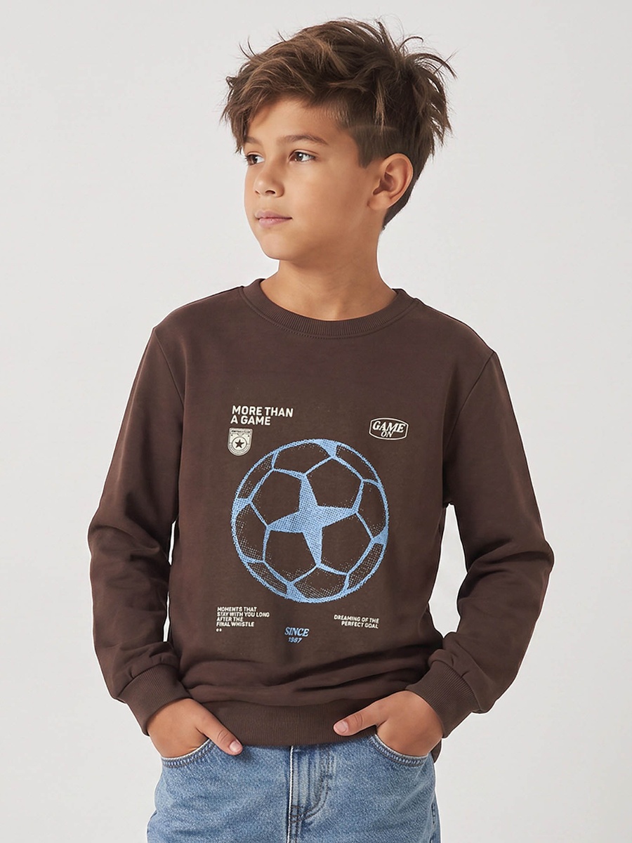 Crew Neck Sweatshirt with Skateboard Print