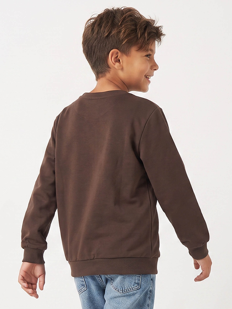 Crew Neck Sweatshirt with Skateboard Print