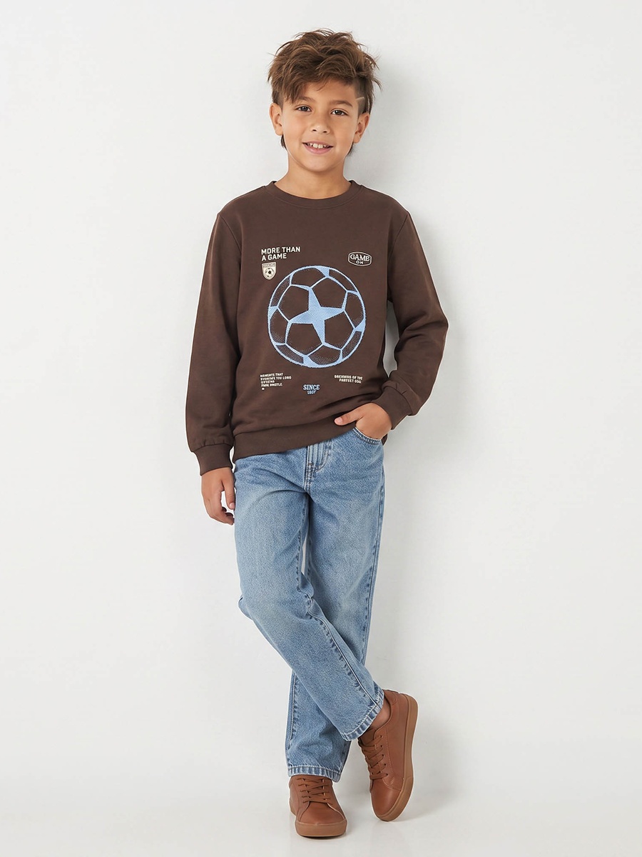 Crew Neck Sweatshirt with Skateboard Print