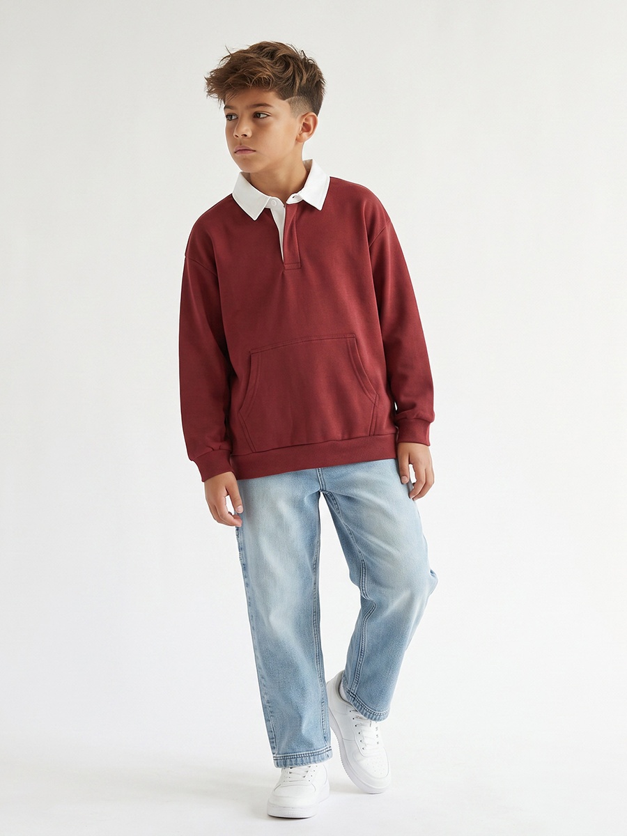 Collared Sweatshirt with Long Sleeves