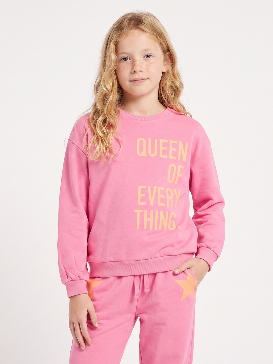 Slogan Print Sweatshirt with Long Sleeves