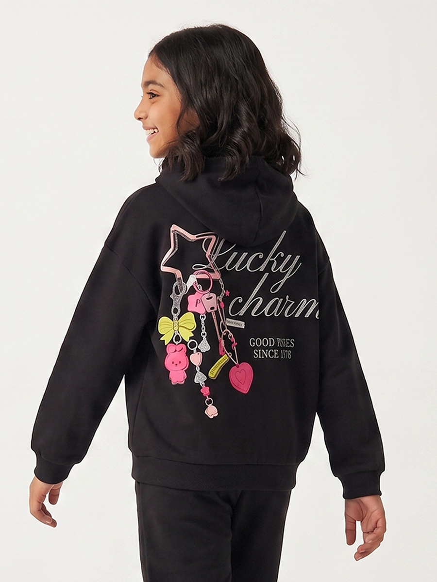 Lucky Charm Print Hooded Sweatshirt with Long Sleeves