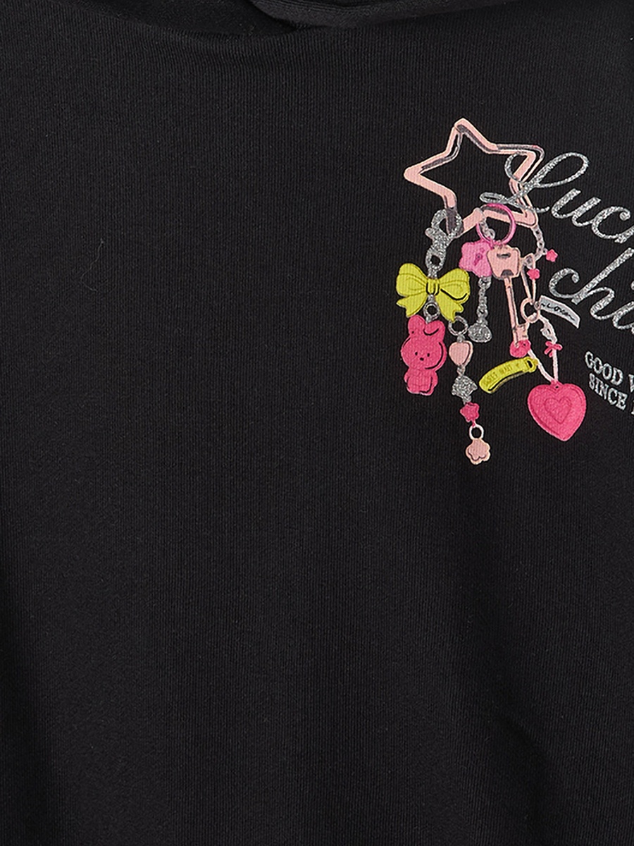Lucky Charm Print Hooded Sweatshirt with Long Sleeves