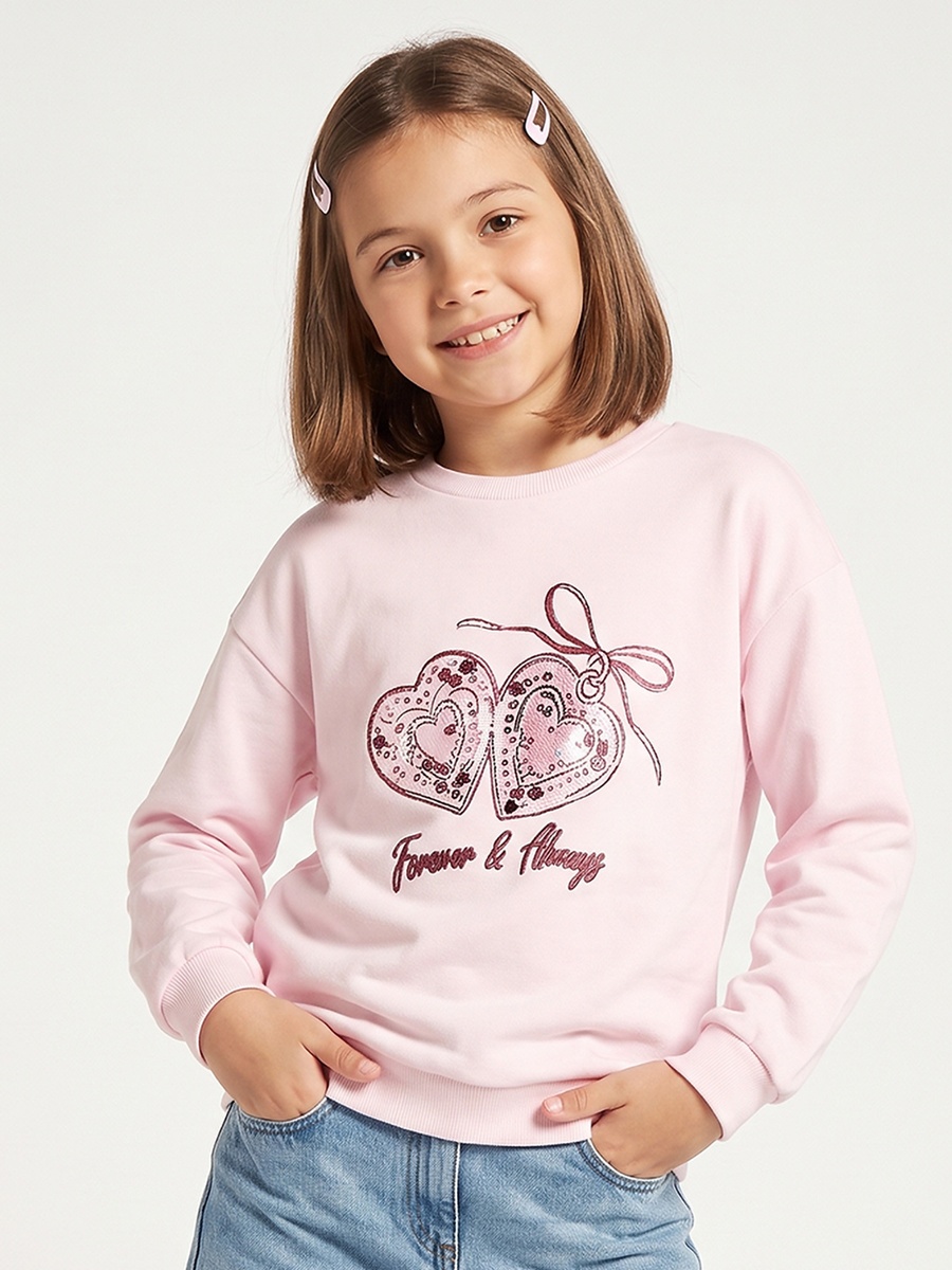 Crew Neck Sweatshirt with Sequin Embellishment