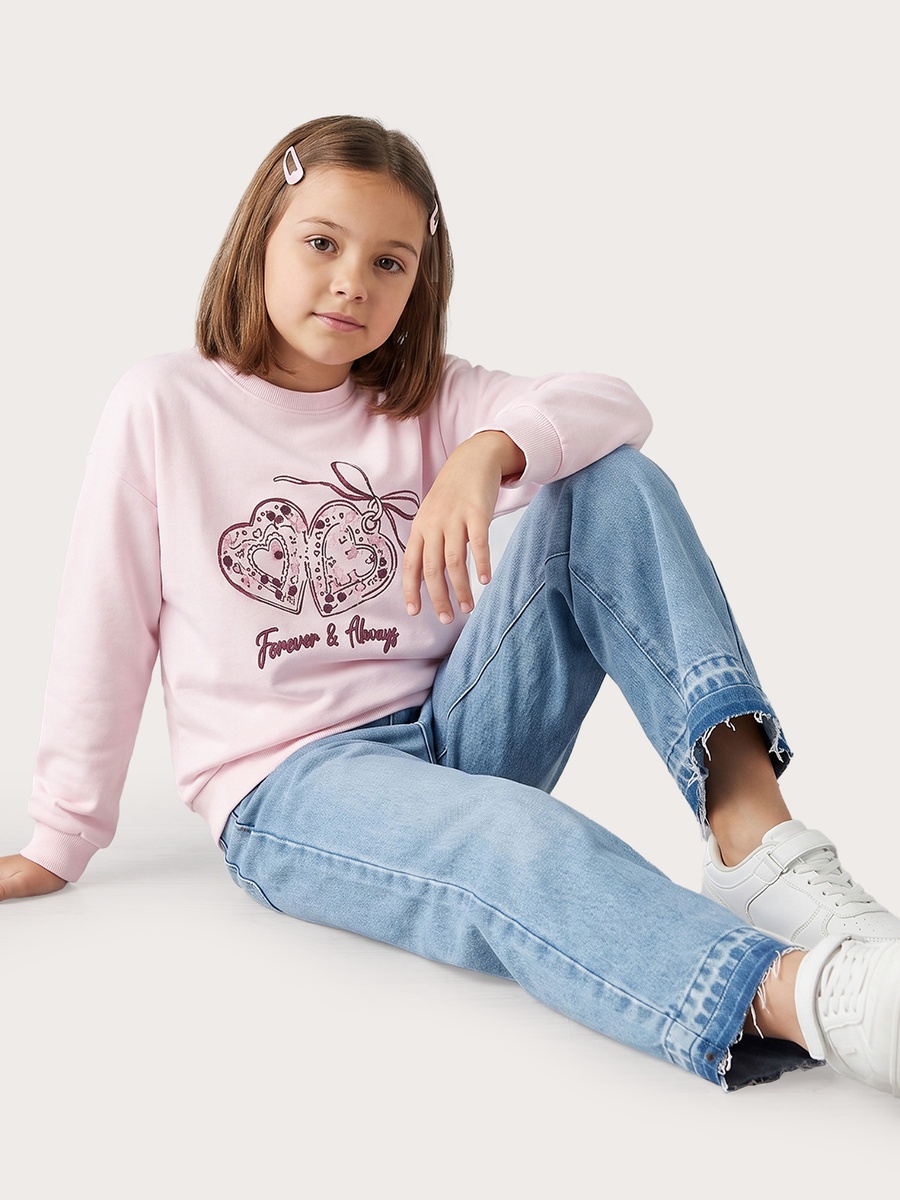 Crew Neck Sweatshirt with Sequin Embellishment