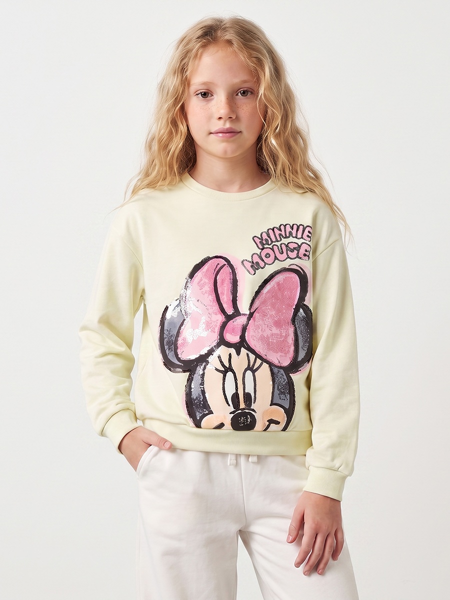 Minnie Mouse Print Sweatshirt with Long Sleeves