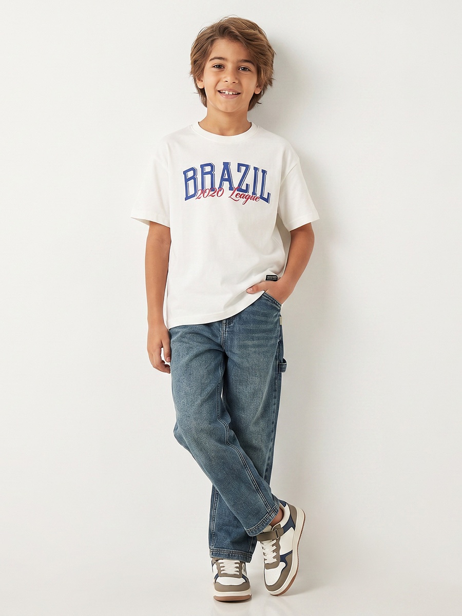 Washed Mid-Rise Loose Fit Jeans with Pocket