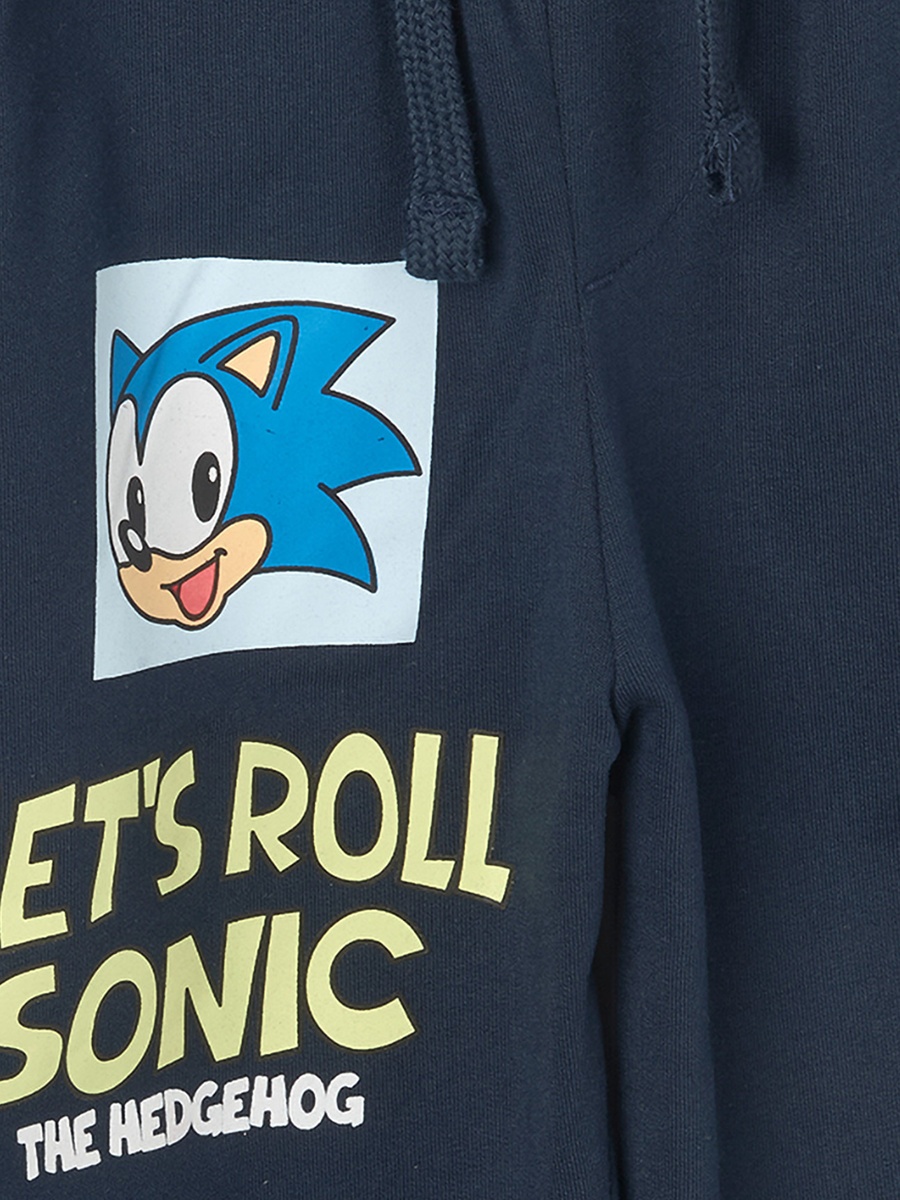 Elasticated Drawstring Waist Joggers with Sonic the Hedgehog Print