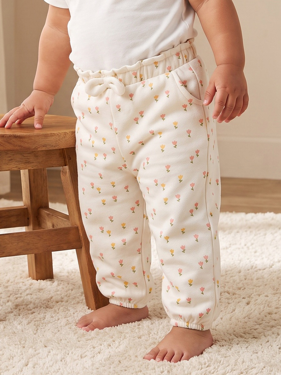 Elasticated Waist Joggers with Floral Print