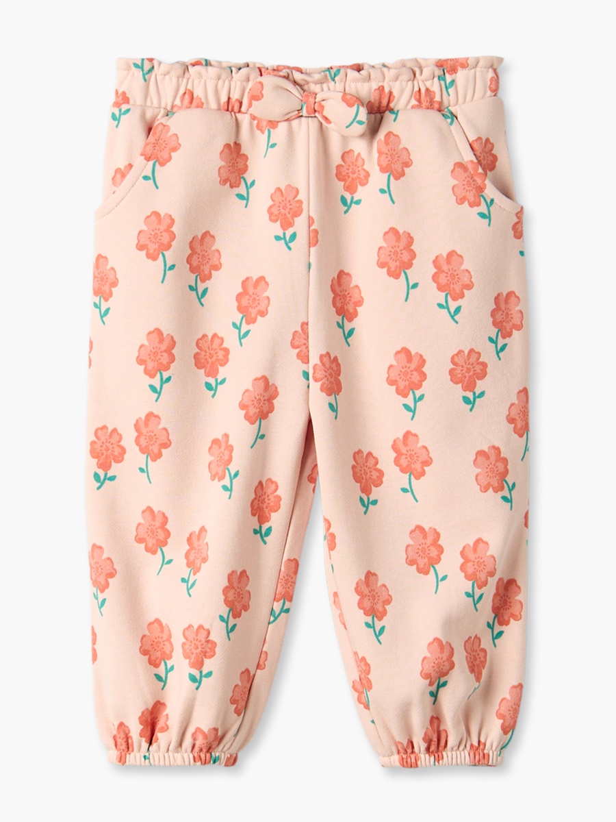 Elasticated Waist Joggers with Floral Print