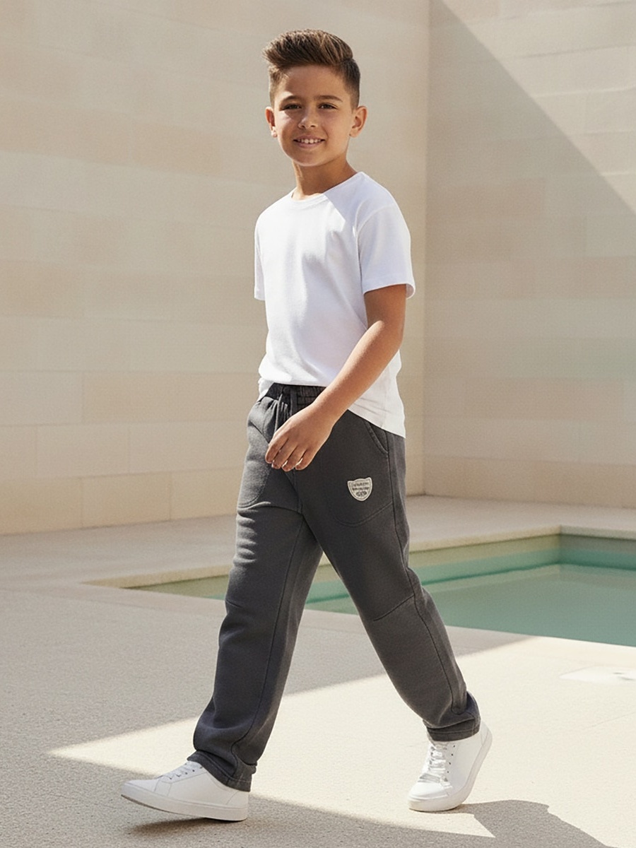 Drawstring Waistband Joggers with Applique Detail
