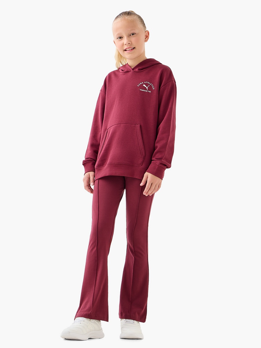 Girls Flared Leggings with Logo Print - Cotton - High Waist