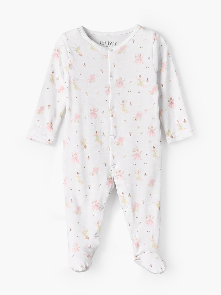 Pack of 5 Round Neck Long Sleeves Sleepsuits with Fairy Print