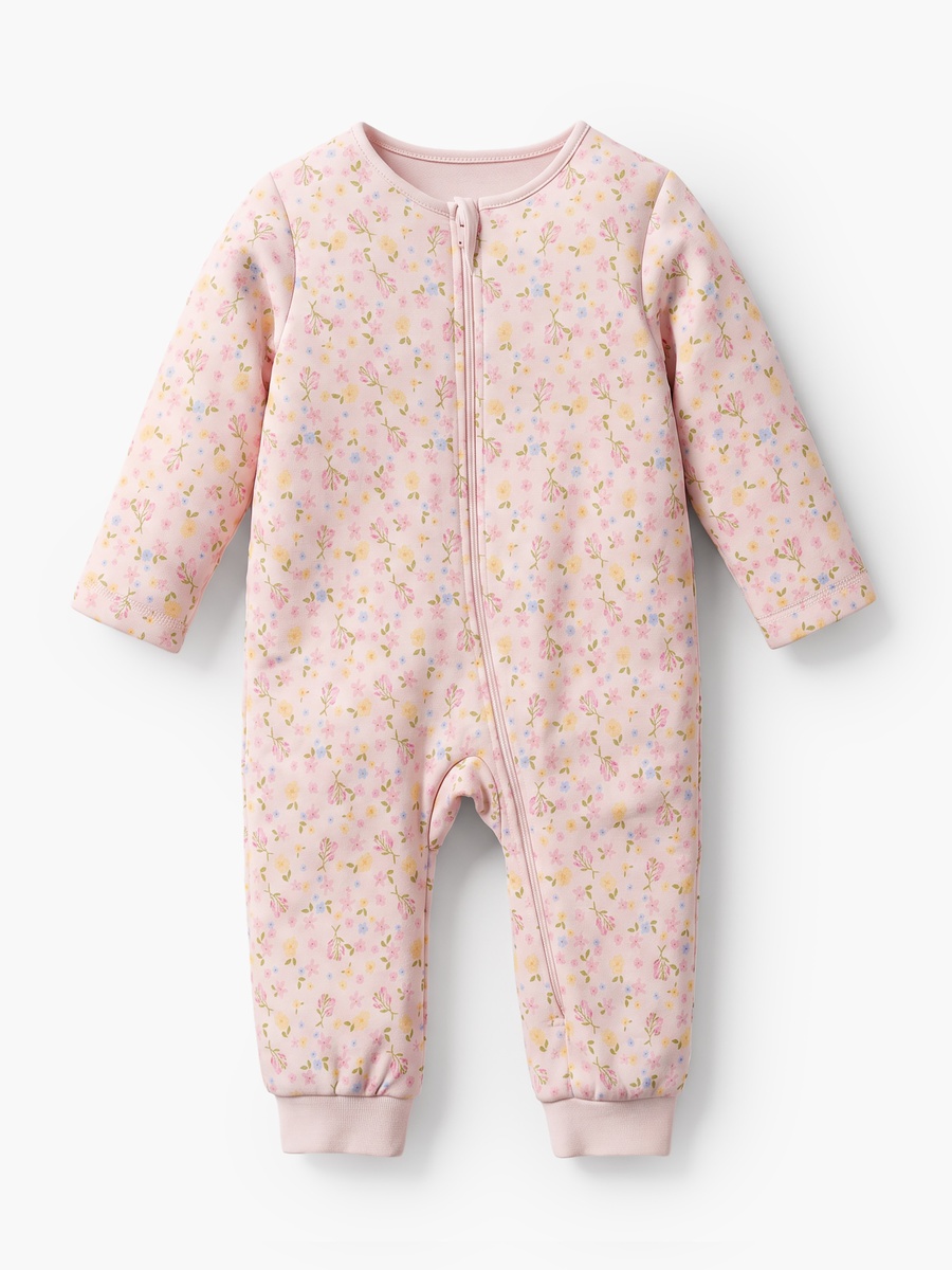 Pack of 5 Cotton Crew Neck Long Sleeves Sleepsuit with Floral Print