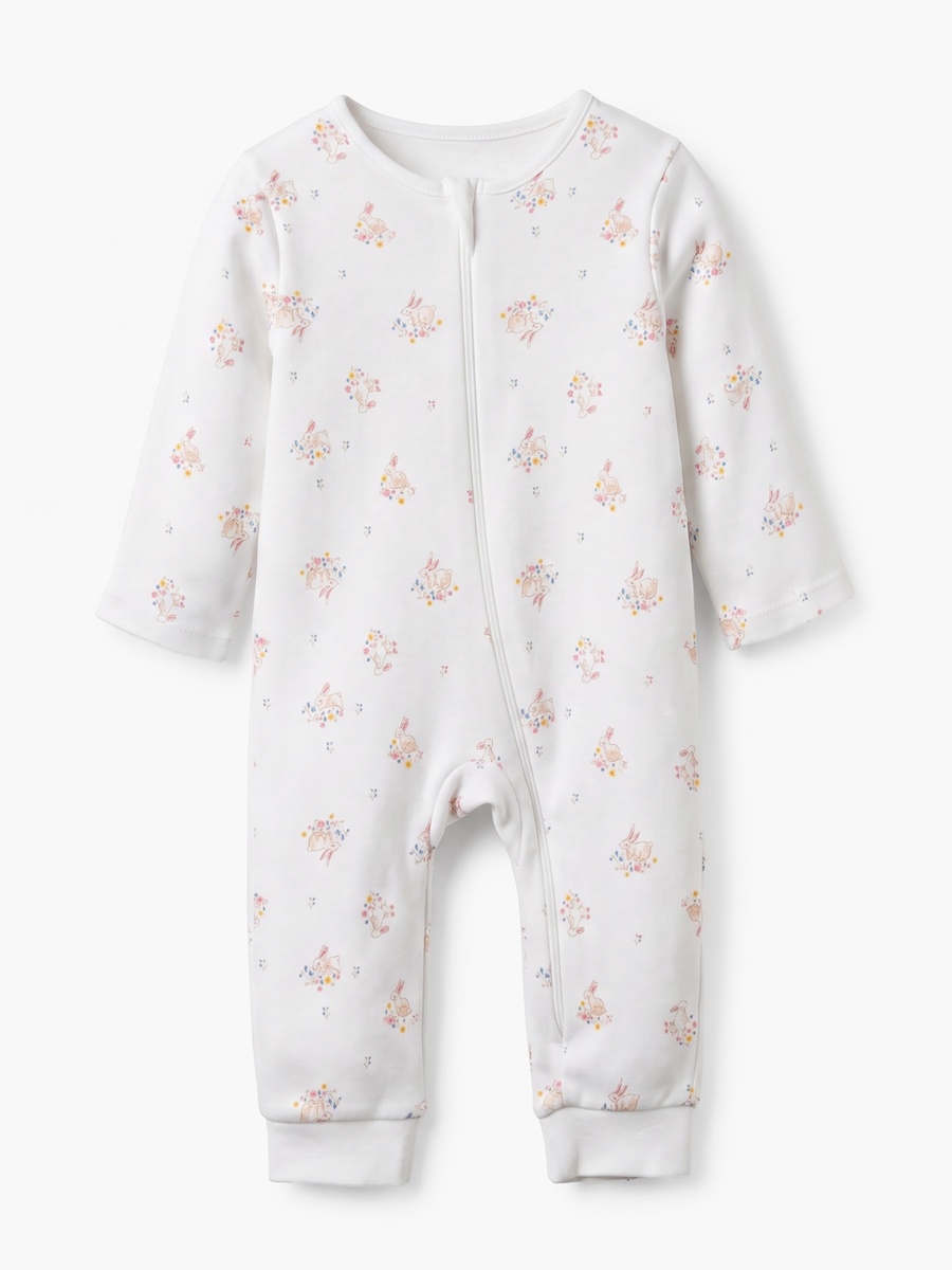 Pack of 5 Cotton Crew Neck Long Sleeves Sleepsuit with Floral Print