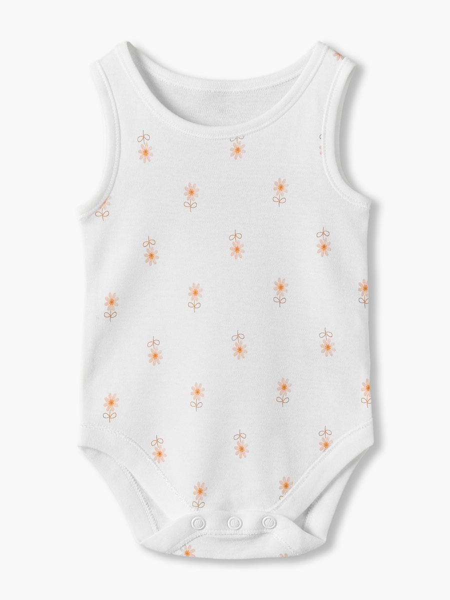 Pack of 5 Cotton Crew Neck Sleeveless Bodysuit with Snap Button Closure