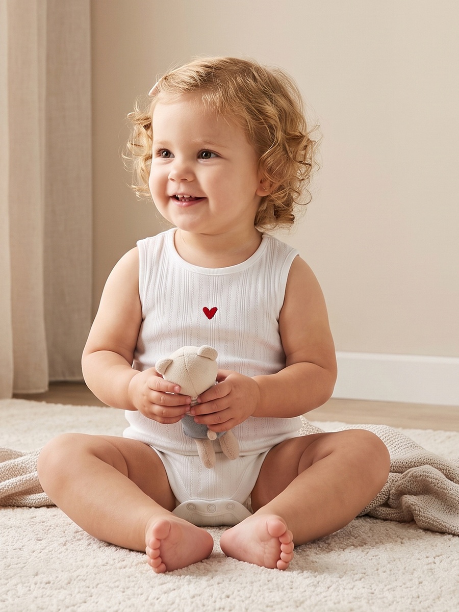 Pack of 6 Cotton Crew Neck Sleeveless Bodysuit with Assorted Print