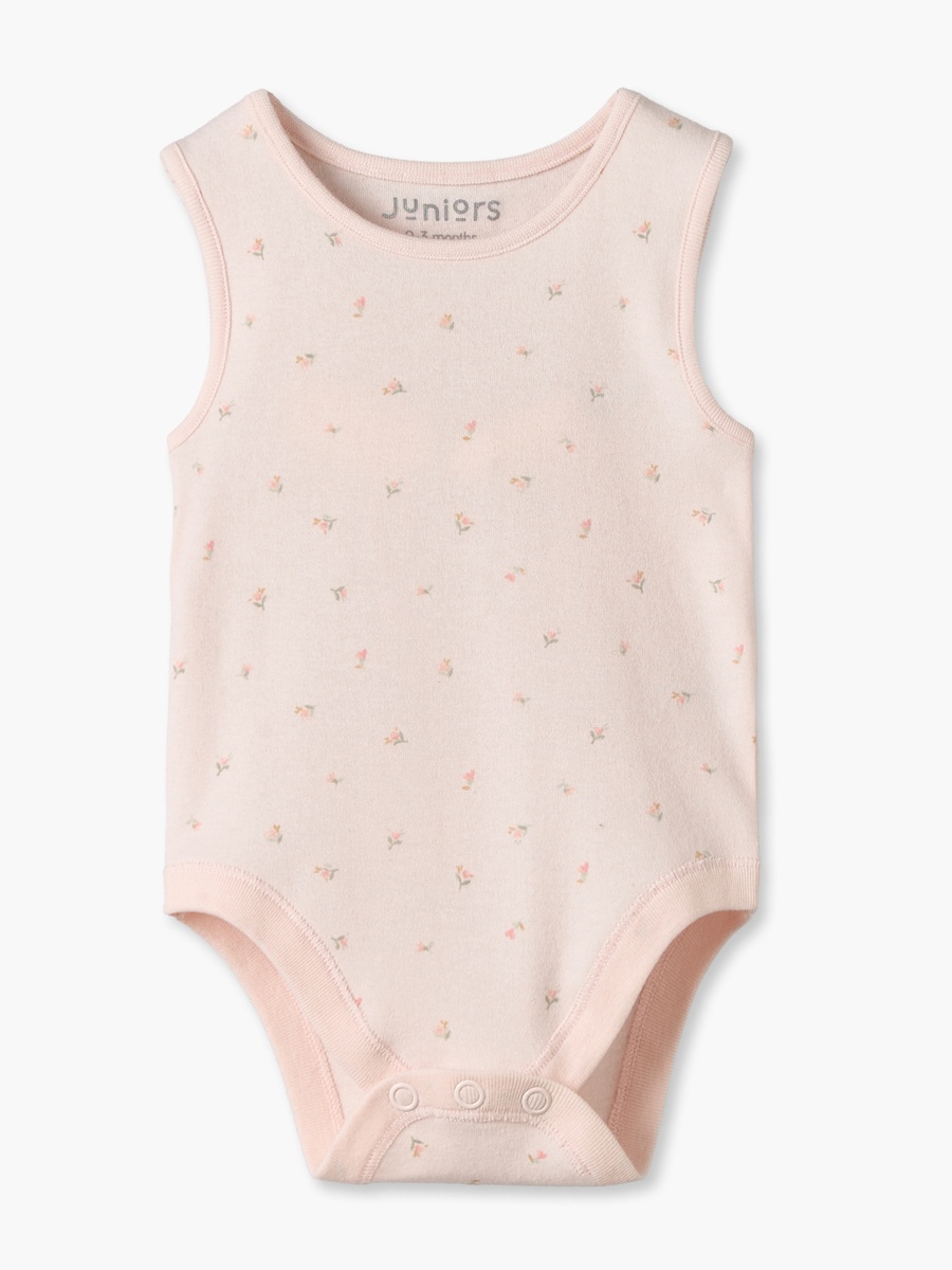 Pack of 7 Cotton Crew Neck Sleeveless Bodysuit with Floral Print