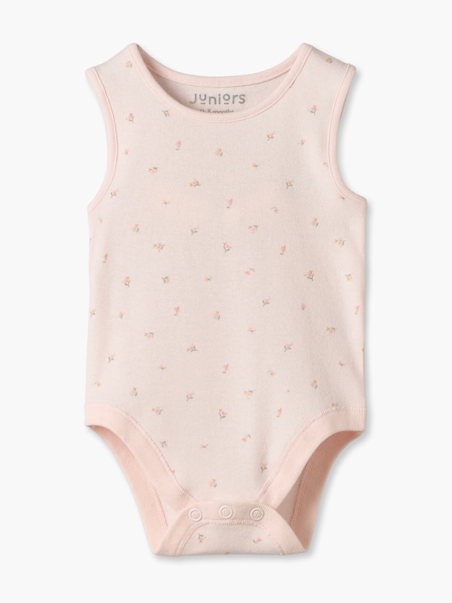 Pack of 7 Cotton Crew Neck Sleeveless Bodysuit with Floral Print