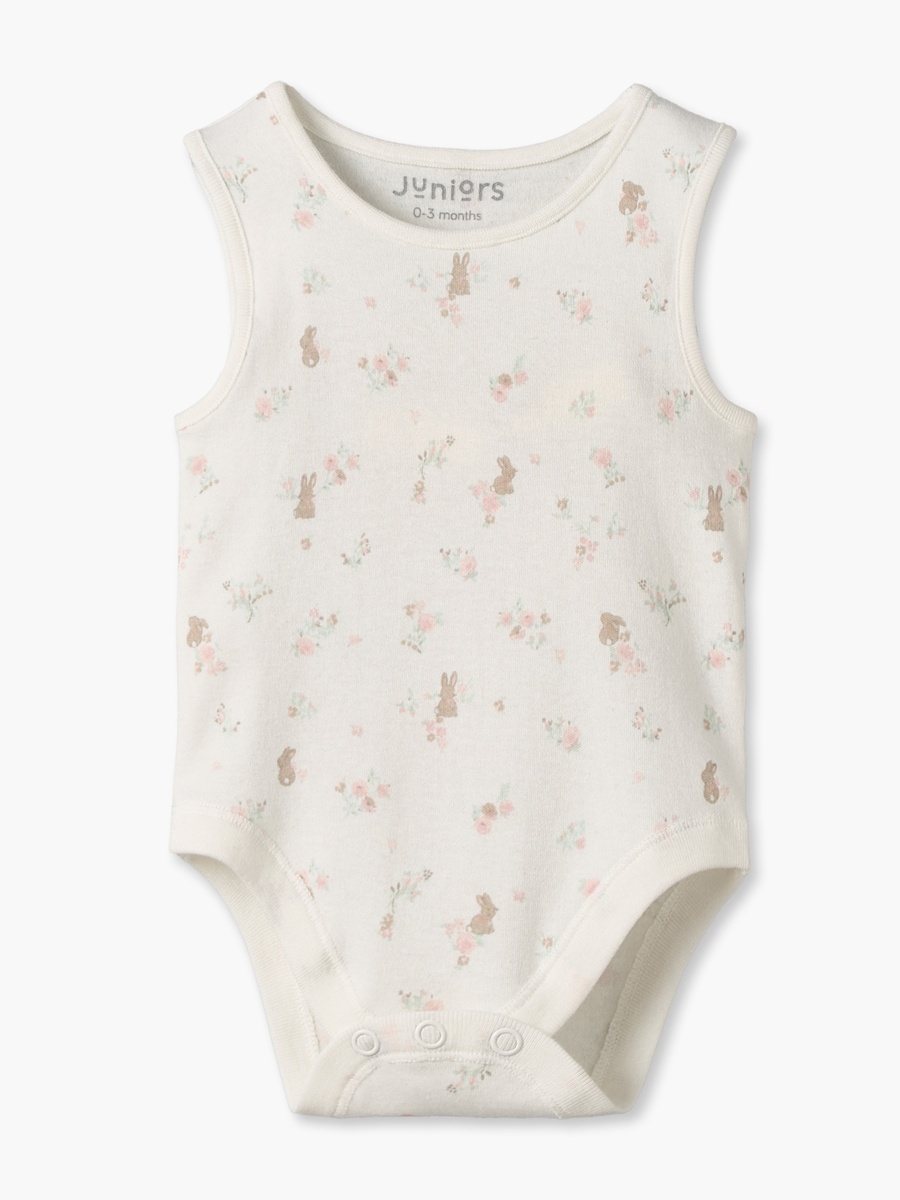 Pack of 7 Cotton Crew Neck Sleeveless Bodysuit with Floral Print