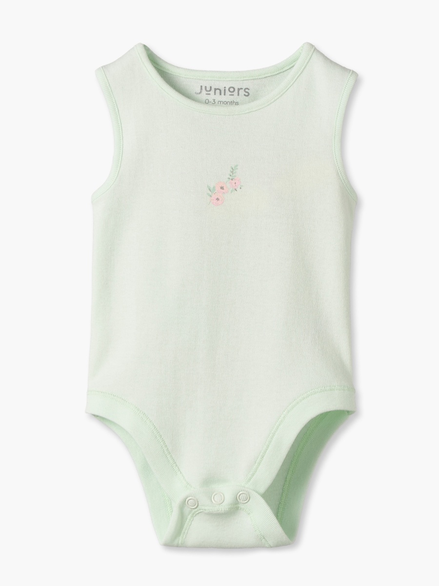 Pack of 7 Cotton Crew Neck Sleeveless Bodysuit with Floral Print