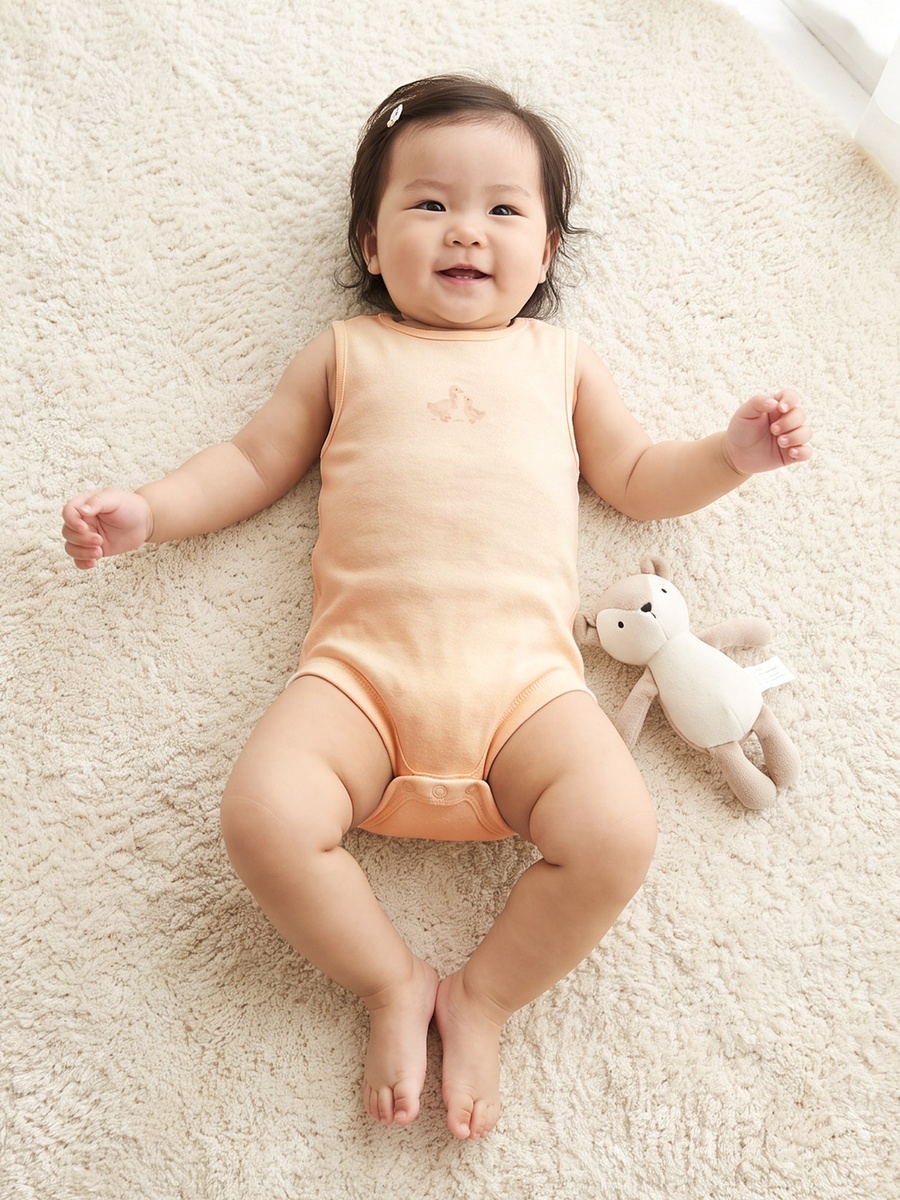 Pack of 7 Crew Neck Sleeveless Bodysuit with Duck Print