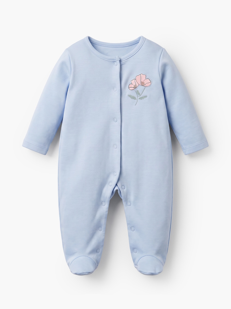 Pack of 3 Round Neck Long Sleeves Sleepsuit with Floral Print