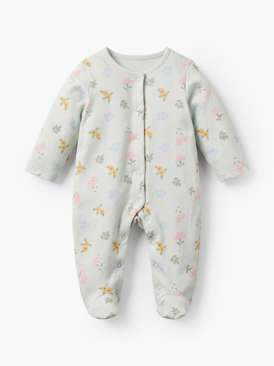Pack of 3 Round Neck Long Sleeves Sleepsuit with Floral Print