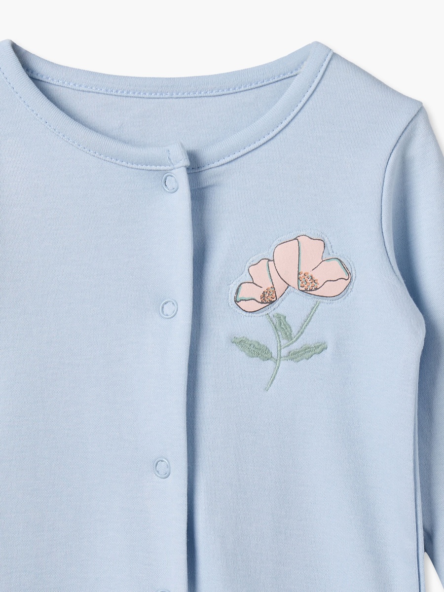 Pack of 3 Round Neck Long Sleeves Sleepsuit with Floral Print