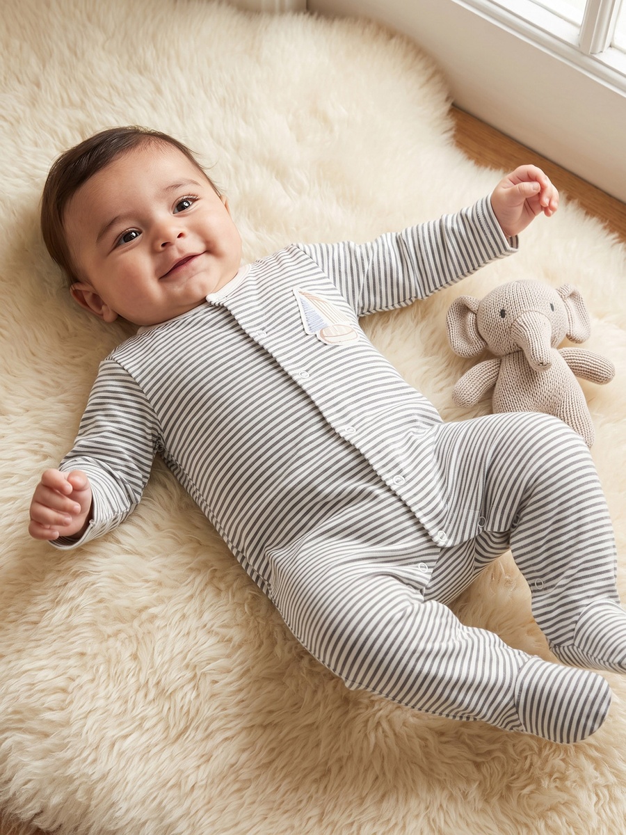 Pack of 3 Cotton Round Neck Long Sleeves Sleepsuit with Assorted Print