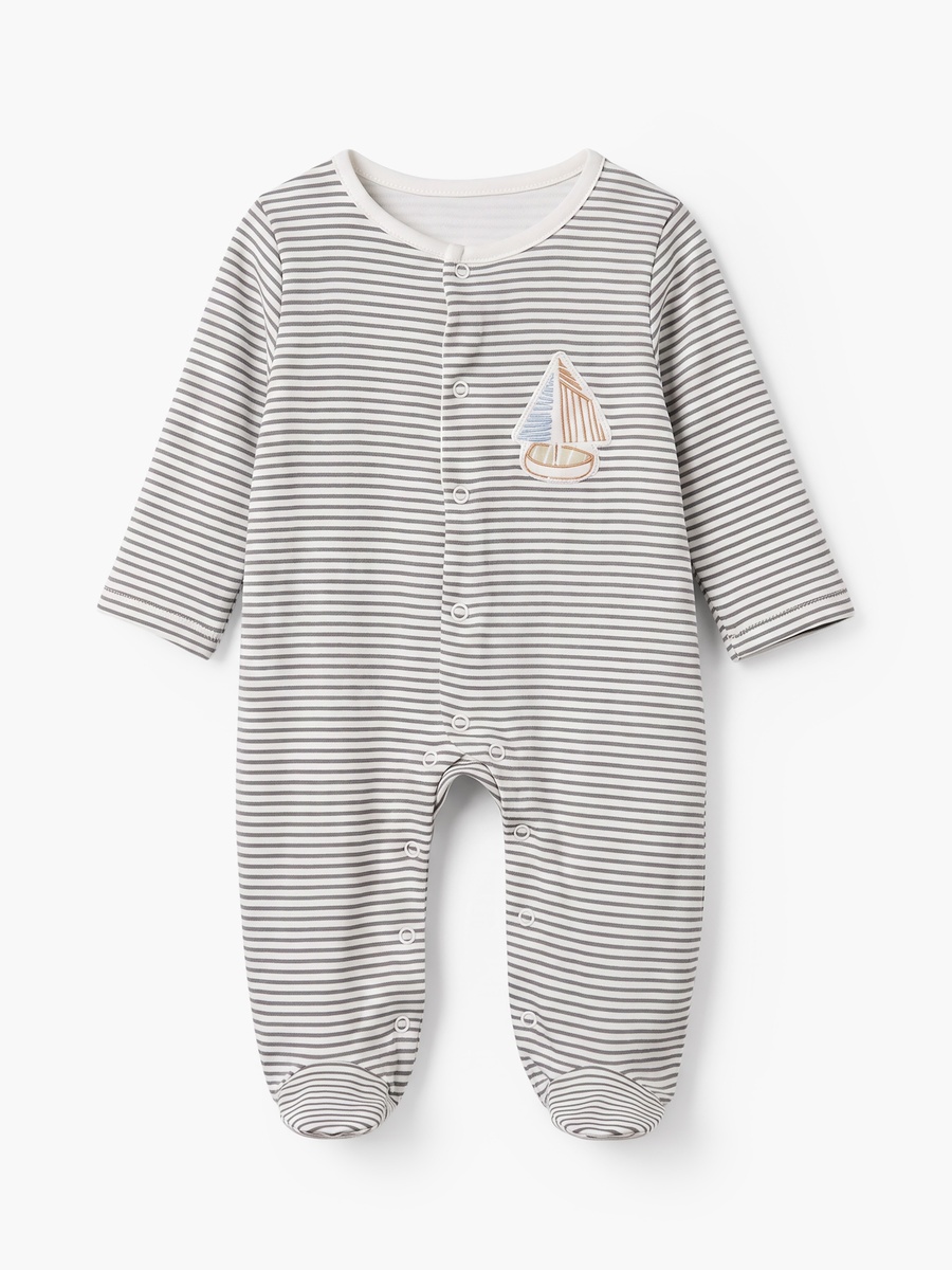 Pack of 3 Cotton Round Neck Long Sleeves Sleepsuit with Assorted Print