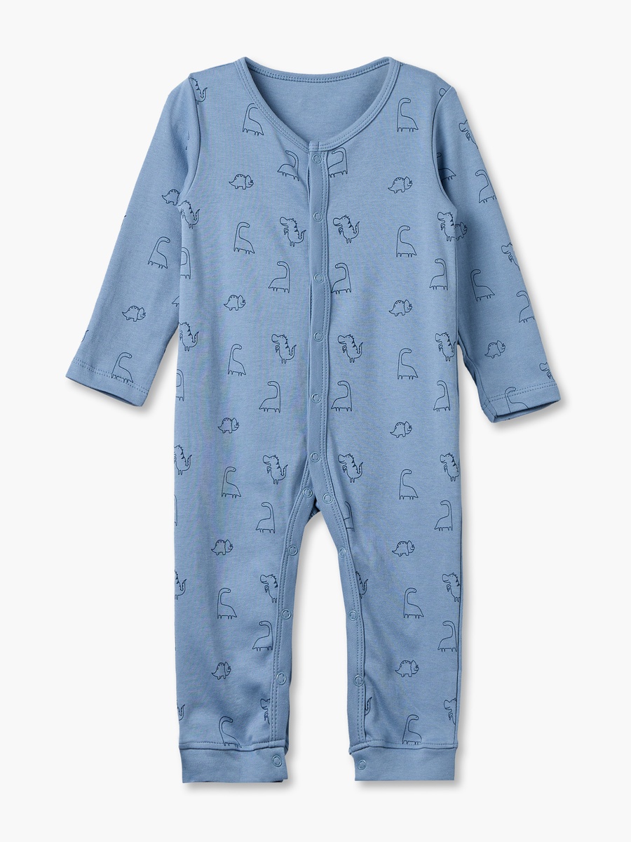 Pack of 3 Cotton Round Neck Long Sleeves Sleepsuit with Dinosaur Print