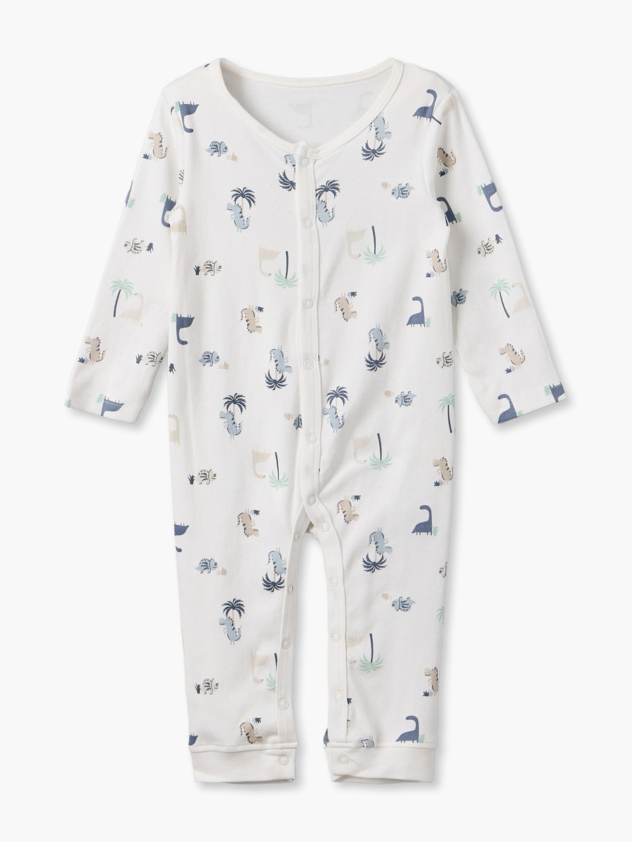 Pack of 3 Cotton Round Neck Long Sleeves Sleepsuit with Dinosaur Print