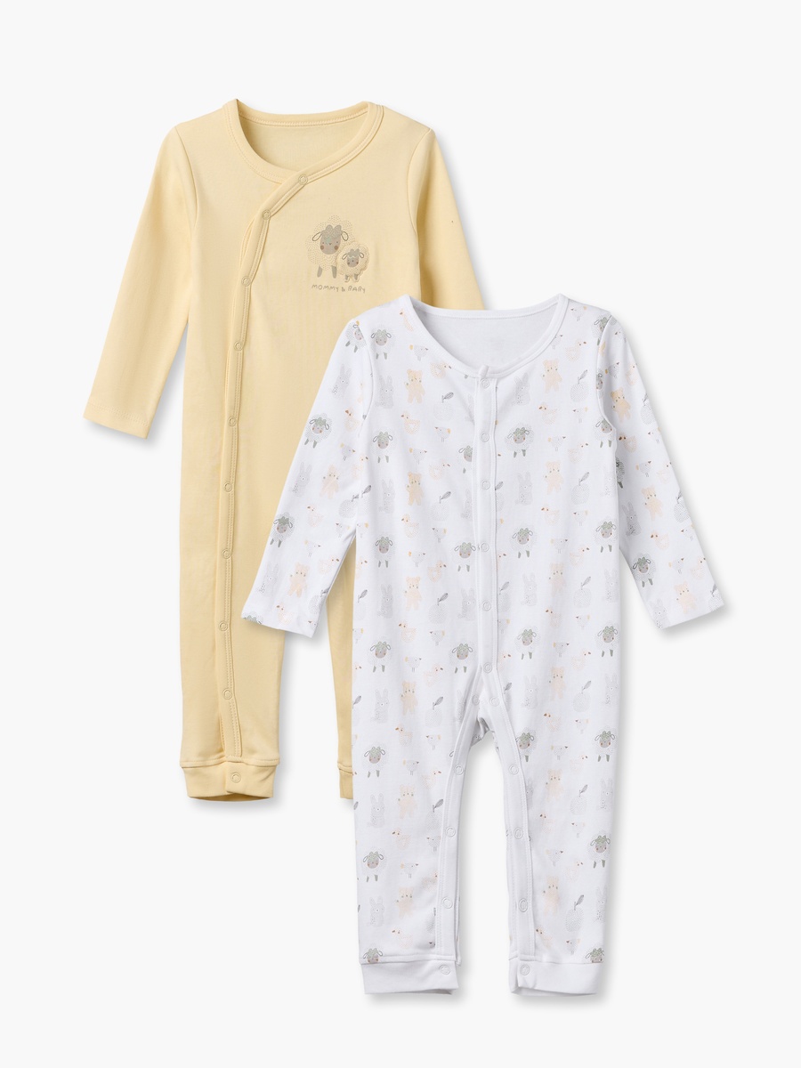 Pack of 3 Cotton Round Neck Long Sleeves Sleepsuit with Farm Print