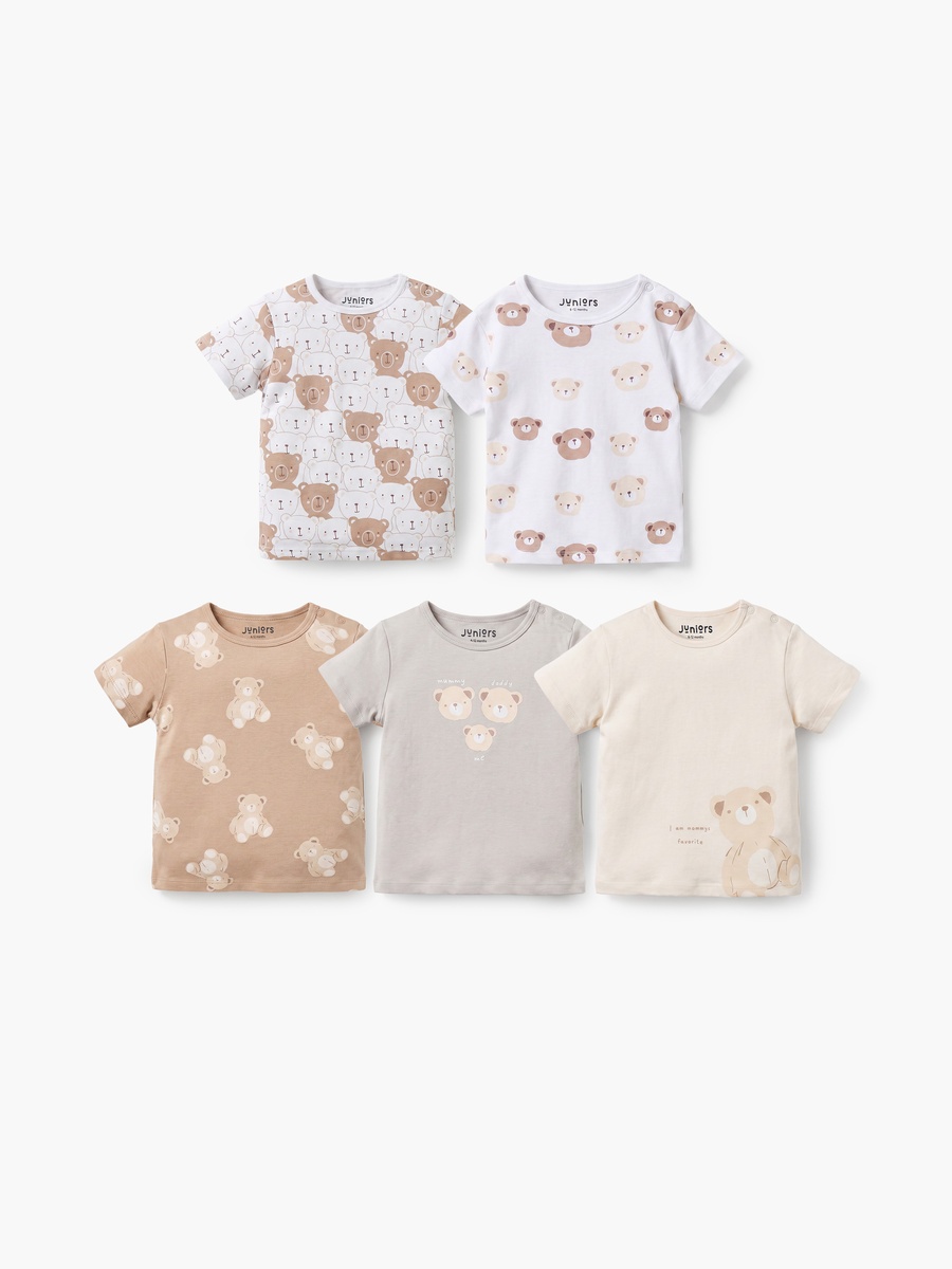 Pack of 5 Short Sleeves T-Shirt with Bear Print