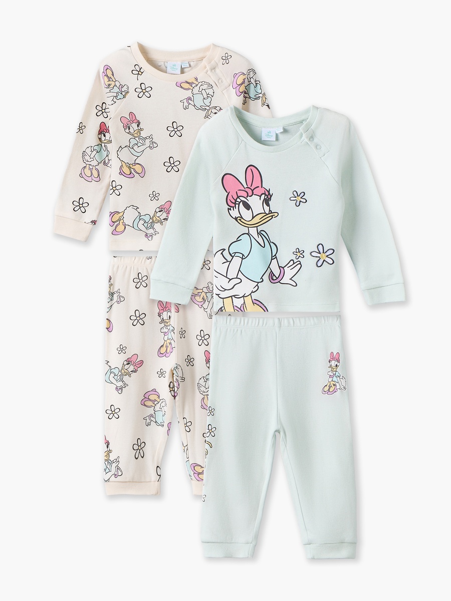 Pack of 2 Cotton Crew Neck Long Sleeves Pyjama Set with Daisy Duck Print