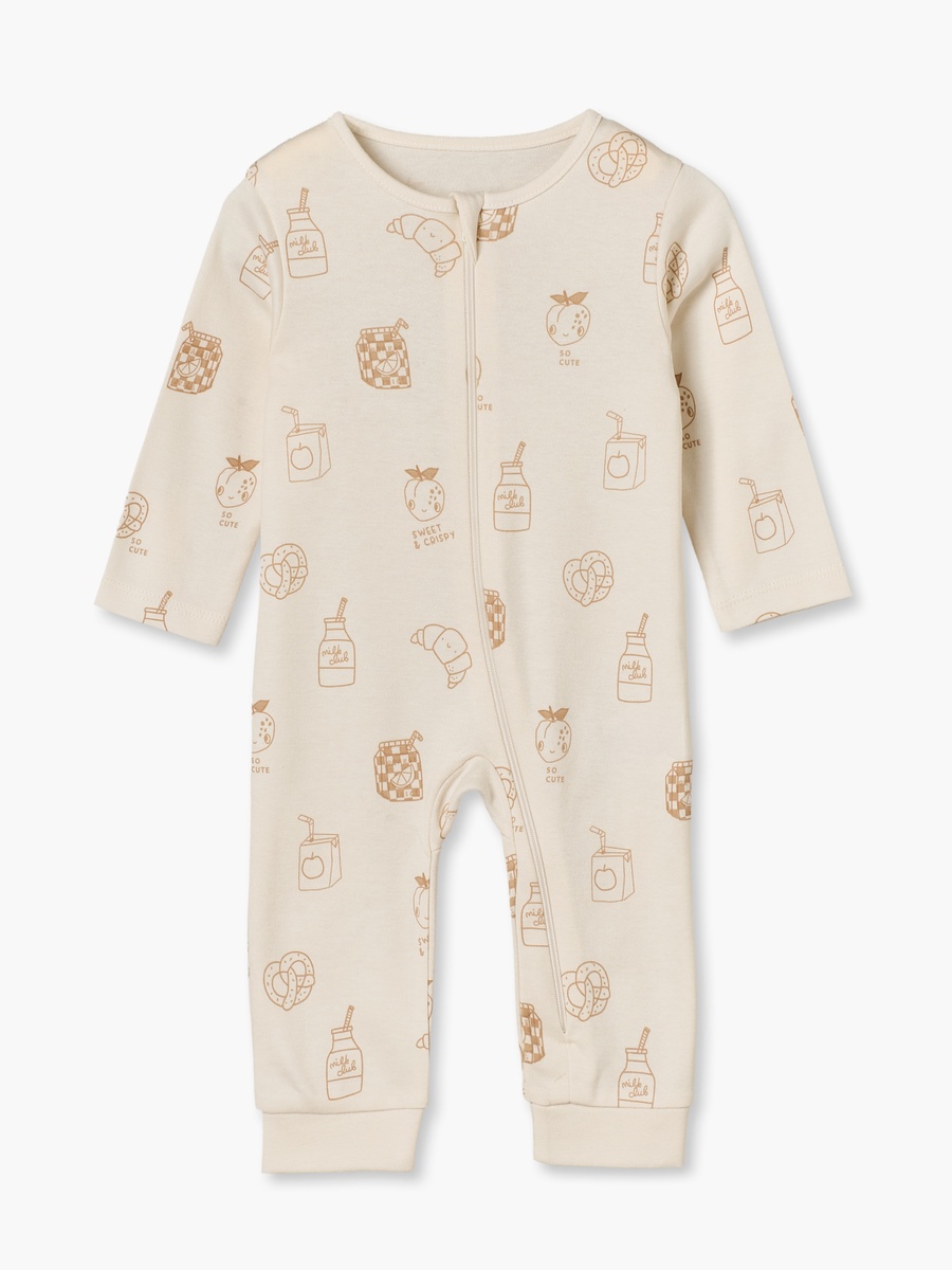 Pack of 5 Cotton Crew Neck Long Sleeves Sleepsuit with Food Print