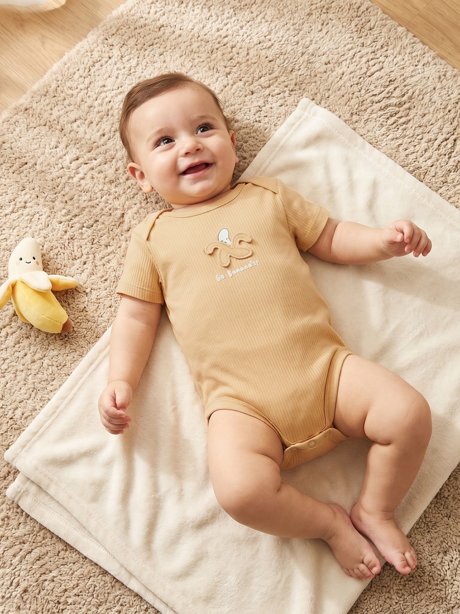 Pack of 2 Round Neck Bodysuit with Food Print