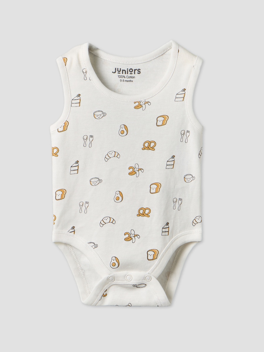 Pack of 2 Round Neck Bodysuit with Food Print