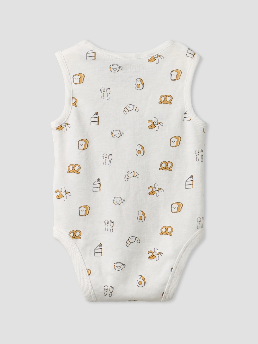 Pack of 2 Round Neck Bodysuit with Food Print