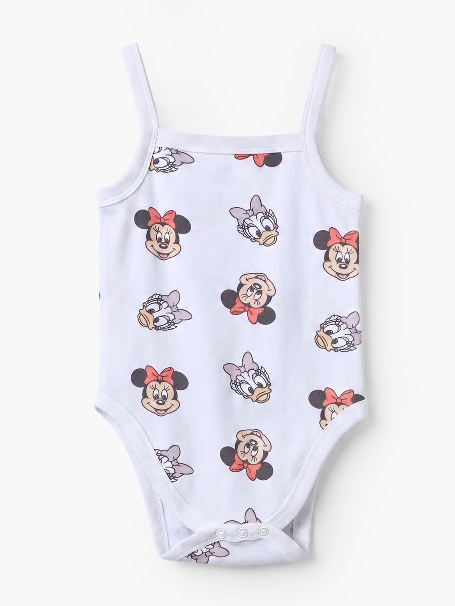 Pack of 3 Cotton Square Neck Strappy Bodysuit with Minnie Mouse Print