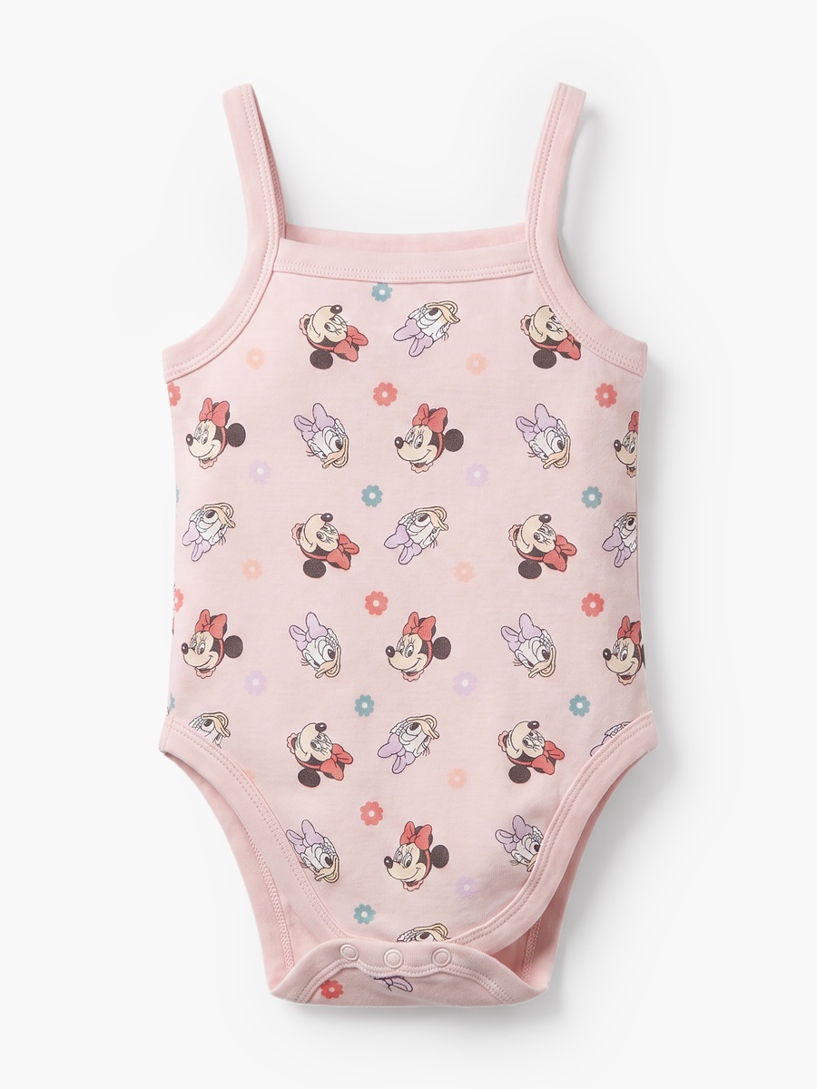 Pack of 3 Cotton Square Neck Strappy Bodysuit with Minnie Mouse Print