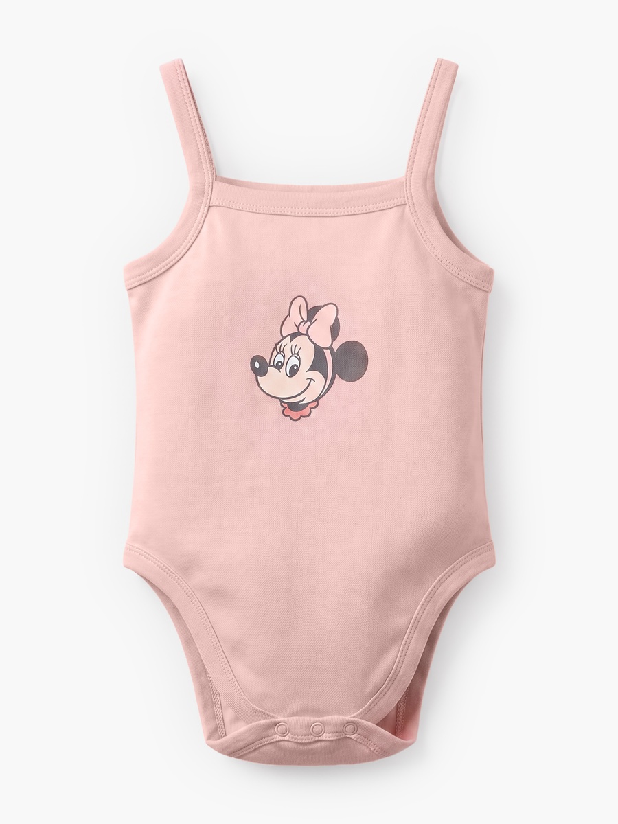 Pack of 3 Cotton Square Neck Strappy Bodysuit with Minnie Mouse Print