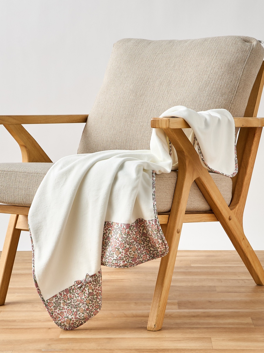 Floral Print Velour Blanket - 80x100 cm