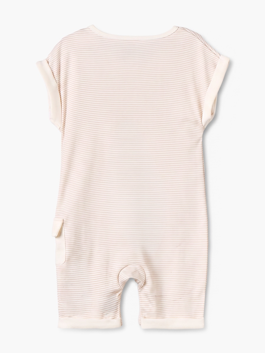 Crew Neck Short Sleeves Romper with Stripes